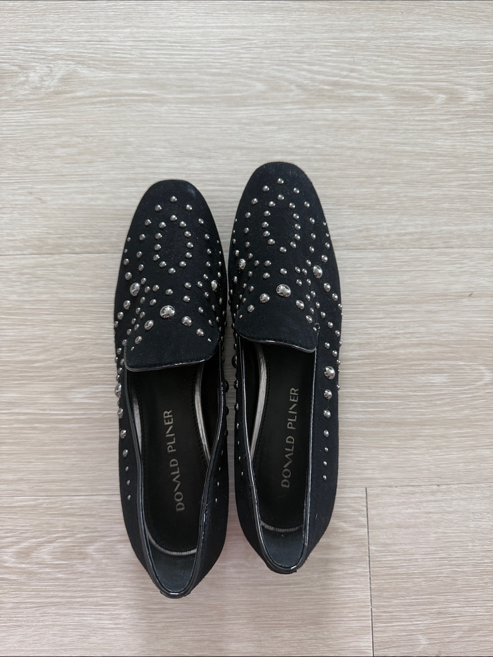 Donald Pliner Black Studded Loafers